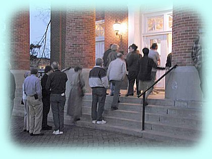 Filing into Thespian Hall